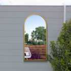 MirrorOutlet Arcus Gold Metal Arched Wall Mirror 31''