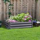 Livingandhome Outdoor Square Galvanized Steel 100x60cm Garden Bed Plant Box - Grey