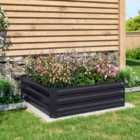 Livingandhome Outdoor Square Galvanized Steel 100x100cm Garden Bed Plant Box - Charcoal Black