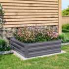 Livingandhome Outdoor Square Galvanized Steel 100x100cm Garden Bed Plant Box - Grey