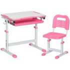 HOMCOM Kids Desk And Chair Set With Drawer, Pen Slot Hook - Pink