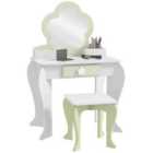 Zonekiz Kids Vanity Table Set, Beauty Flower Design, For Ages 3-6 Years - White