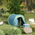 Outsunny Pop up Camping Tent for 2 Man, 2000mm Waterproof w/ Carry Bag, Blue