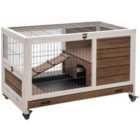 PawHut Wood Elevated 2-Floor Rabbit/Guinea Pig Hutch