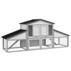 PawHut Large Rabbit Hutch w/ Run- Grey