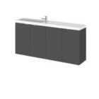 Hudson Reed Fusion 1200Mm Vanity Unit & Double Basin - Compact - Gloss Grey