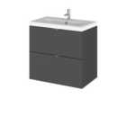 Hudson Reed Fusion 600 Wall Hung 2-drawer Unit & Basin - Gloss Grey