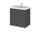 Hudson Reed Fusion 500Mm Wall Mounted 2 Drawer Vanity Unit & Basin - Gloss Grey