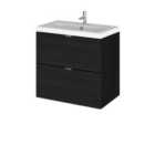 Hudson Reed Fusion 600 Wall Hung 2-drawer Unit & Basin - Black Woodgrain