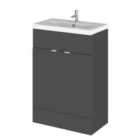 Hudson Reed Fusion 600Mm Fd Vanity Unit & Ceramic Basin - Gloss Grey