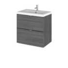 Hudson Reed Fusion 500 2-drawer Wall Hung Unit & Basin - Grey Woodgrain