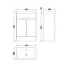 Hudson Reed Fusion 600Mm Fd Vanity Unit & Ceramic Basin - Grey Woodgrain