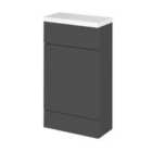 Hudson Reed Fusion 500Mm Compact Wc Unit & Polymarble Top - Gloss Grey