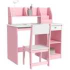 ZONEKIZ Kids Desk and Chair Set w/ Storage - Pink
