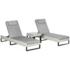 Outsunny Rattan Sun Lounger Set w/ Cushions - Grey