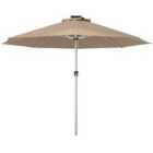 Outsunny Solar Patio Garden Parasol w/ Lights - Khaki