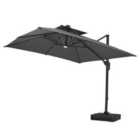 Livingandhome Outdoor Large 3M LED Cantilever Parasol - Dark Grey