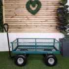Samuel Alexander Heavy Duty Green Metal Garden Festival Cart Truck Trolley Wheelbarrow