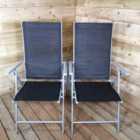 Samuel Alexander Set of 2 Multi Position Reclining Folding Chair - Black/Silver