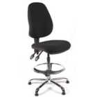 Chilli Seating Juno Chrome High Back Draughtsman Chair In Black Fabric