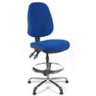 Chilli Seating Juno Chrome High Back Draughtsman Chair In Blue Fabric