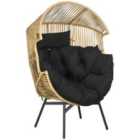 Outsunny Rattan Leisure Egg Chair w/ Cushion, Headrest- Sand