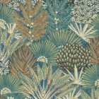 Grandeco Boutique Collection Mael Modern Jungle Navy Blue & Green Botanical Wallpaper 10m x 53cm