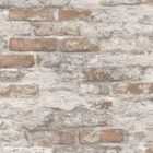 Grandeco Whitewashed Battersea Red Brick Industrial Textured Wallpaper 10m x 53cm