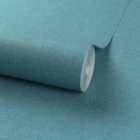 Grandeco Panama Plain Textured Linen Fabric Wallpaper, Deep Teal