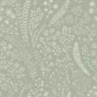 Grandeco Astrid Embroidery Stitch Foliage Trail Wallpaper 10m x 53cm Sage Green