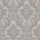 Grandeco Atessa Luxury Embossed Damask Silver Wallpaper 10m x 53cm