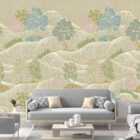 Grandeco Whimsy Neutral Landscape Scene 3 Lane Repeatable Wallpaper Mural 2.8 x 1.59m Sage Green