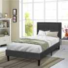 Sleepon 3Ft Dark Grey Fabric Bedframe With Bottoned Headboard