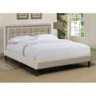 Sleepon 4Ft6 Stone Fabric Bedframe With Bottoned Headboard