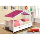 SleepOn 3ft Wooden Storage House Bed In White With Pink Tent