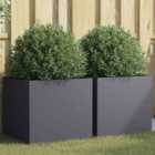 vidaXL Planters 2 Pcs Anthracite 49X47X46cm Cold-rolled Steel