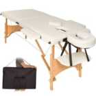 Tectake Massage Table 2-Zone Freddi 5cm Padding and Bag - Cream