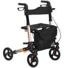 HOMCOM 4 Wheel Rollator With Seat And Back, Gold Tone