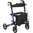 HOMCOM 4 Wheel Rollator With Seat And Back, Blue