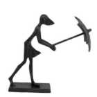 Umbrella Girl In Wind Elur Iron Figurine 15cm Mocha