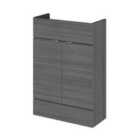 Hudson Reed 600Mm Vanity Unit - Compact - Grey Woodgrain