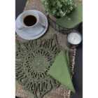 Severn Jute Star Crochet Olive Placement, Set Of 2