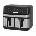 Emtronics EMAFDD9LSL Double Basket Air Fryer 9 Litre - Stainless Steel