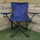 Samuel Alexander Blue Folding Canvas Camping / Festival / Outdoor Chair w/ Arms and Cup Holder