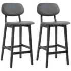 HOMCOM Breakfast Bar Stools Set Of 2, Dark Grey