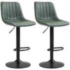 HOMCOM Set Of 2 Microfibre Retro Tub Bar Stools - Green