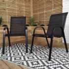 Samuel Alexander Set of 6 Outdoor Garden Patio Textilene Furniture Chairs in Black