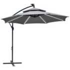 Outsunny 3(m) Cantilever Parasol Banana W/ Lights, Grey