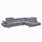 Luxury Life Fidenza Leather Corner Right Hand Facing Chaise Sofa With Adjustable Headrests And Armrests - Grey