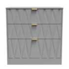 Ready Assembled Las Vegas 3 Drawer Deep Chest In Dusk Grey